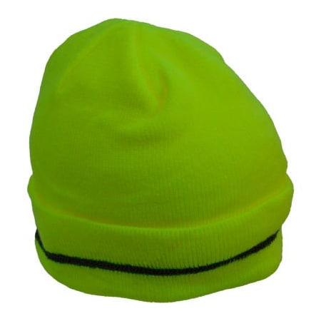 Petra Roc Inc Petra Roc Hi-Visibility Safety Beanie Hat with Reflective Woven Stripe, Lime, One Size LBE-S1
